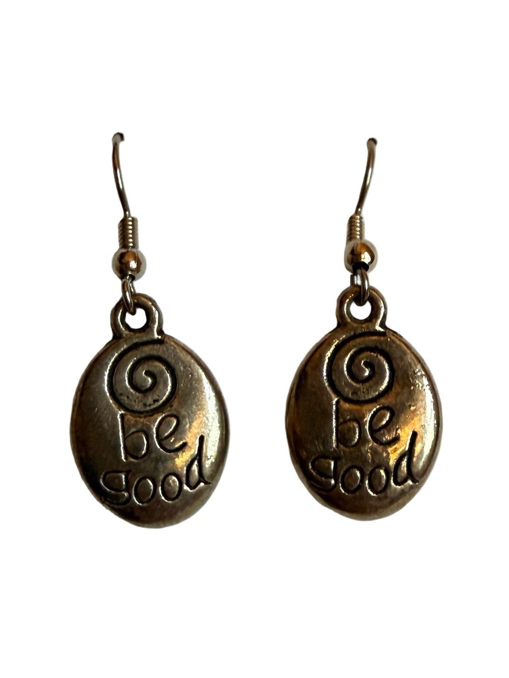 Be Good Silver-Tone Inspirational Drop Earrings